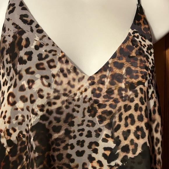 Bebe Woven Leopard Strap Back Tank Top - Picture 2 of 5